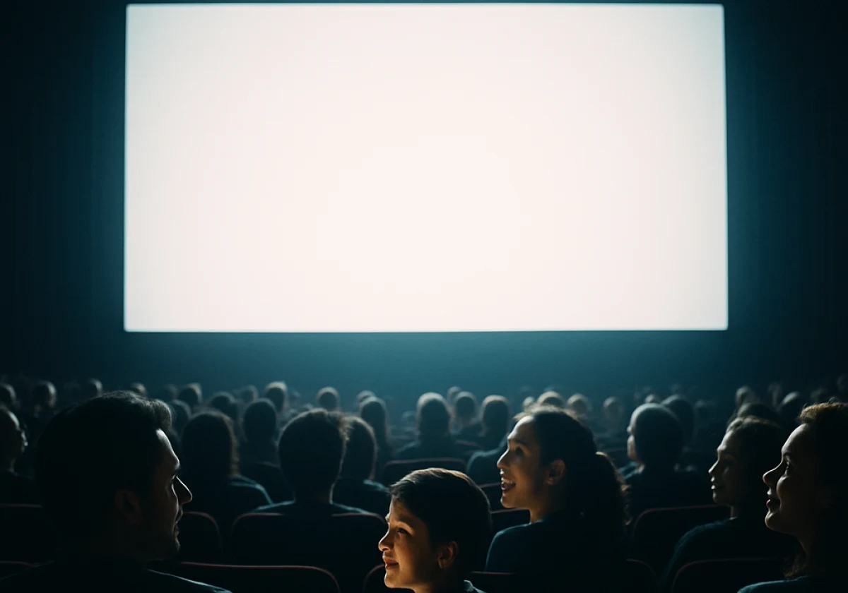 Cinema auditorium mid-screening with the audience