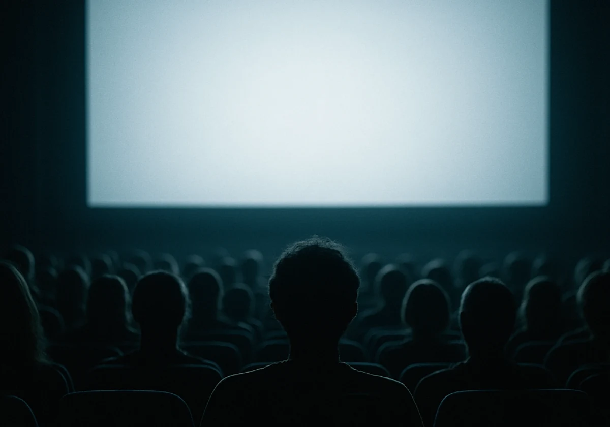 Darkened movie theater auditorium during a screening